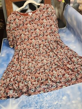 🤩 love, Fire Rust Floral Mini Dress